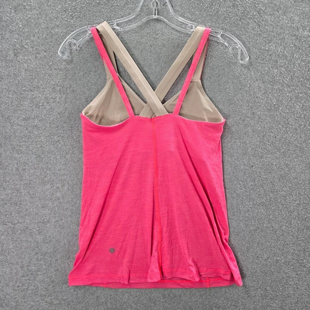 Lululemon Women Activewear Tank Top 6 Pink Run For Gold Built in‎ Bra Sleeveless